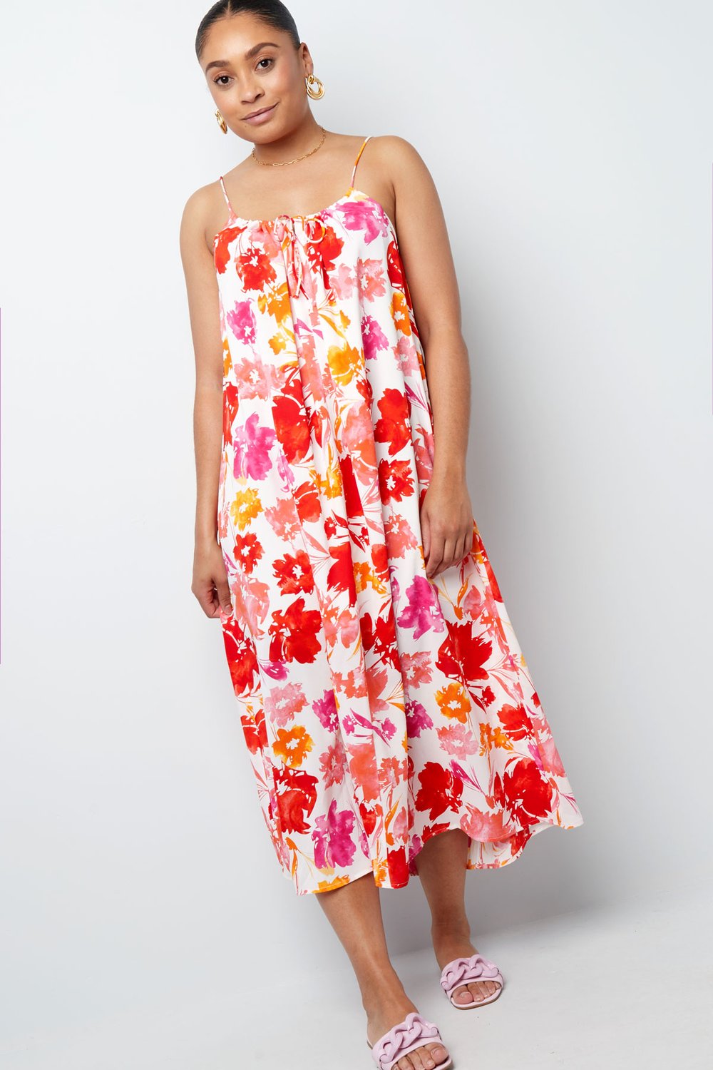 Kleid Blumendruck - rosa/orange h5Bild2